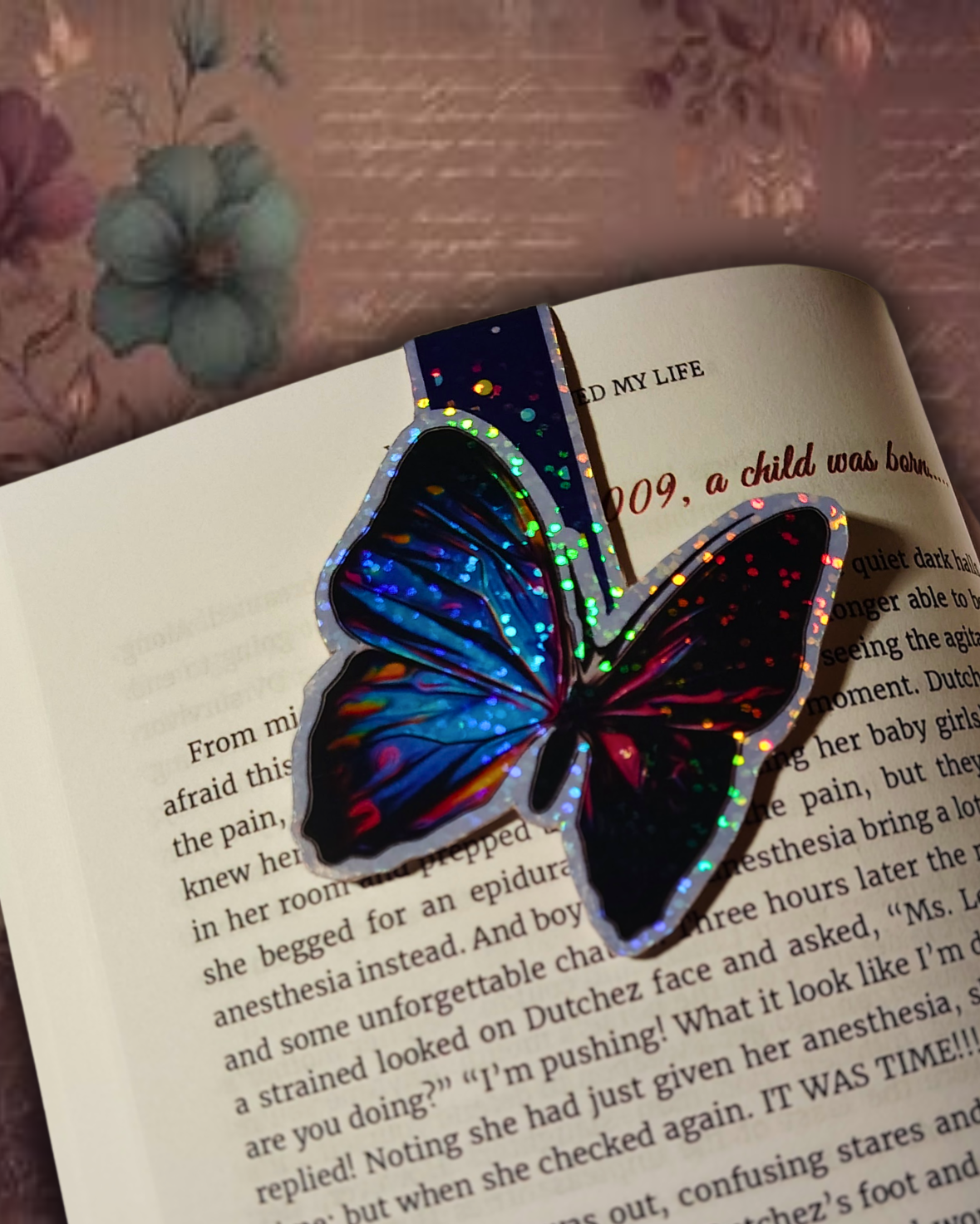 "Wings of Wonder" Glitter Holographic Magnetic Bookmark