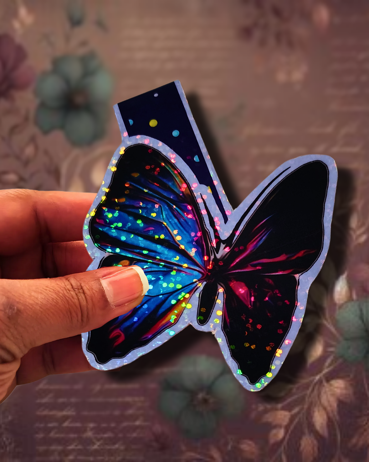"Wings of Wonder" Glitter Holographic Magnetic Bookmark