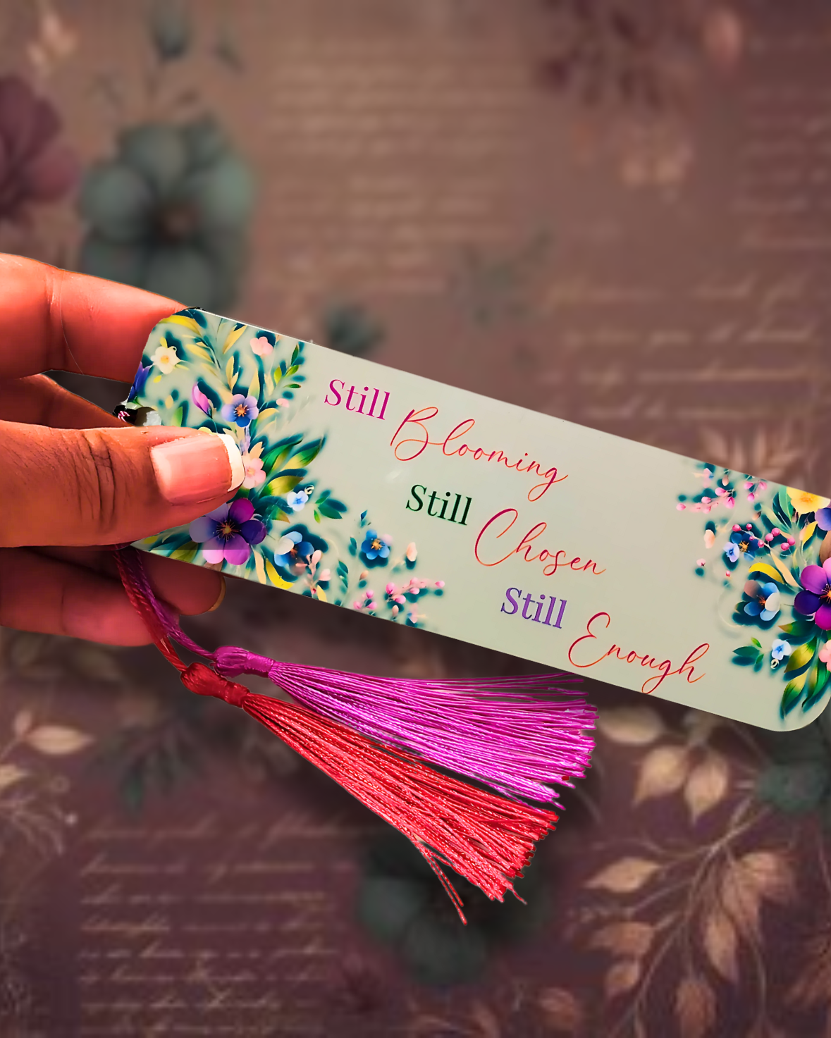 "Still Blooming... Still Chosen... Still Enough..." Traditional Bookmark/w Tassels