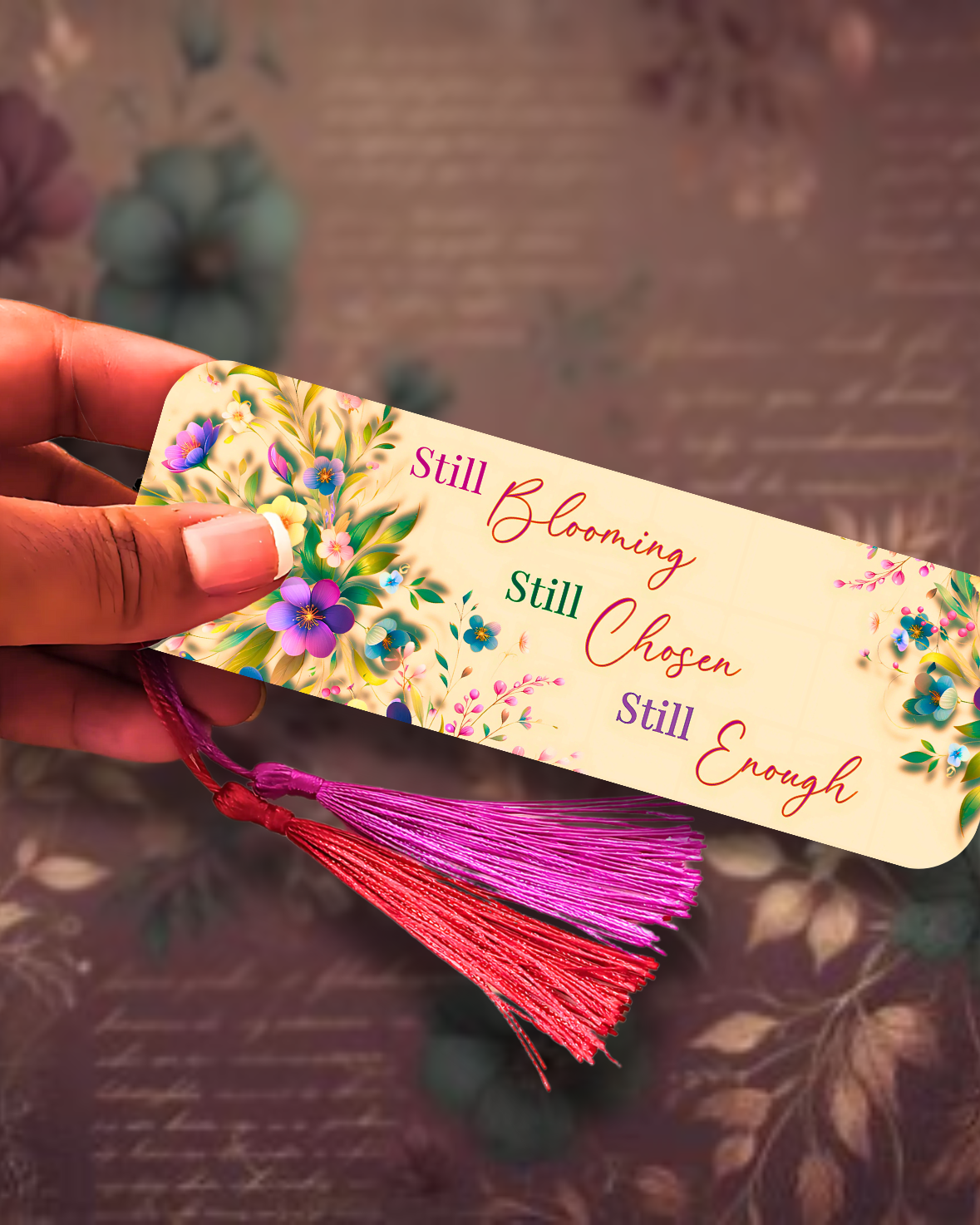 "Still Blooming... Still Chosen... Still Enough..." Traditional Bookmark/w Tassels