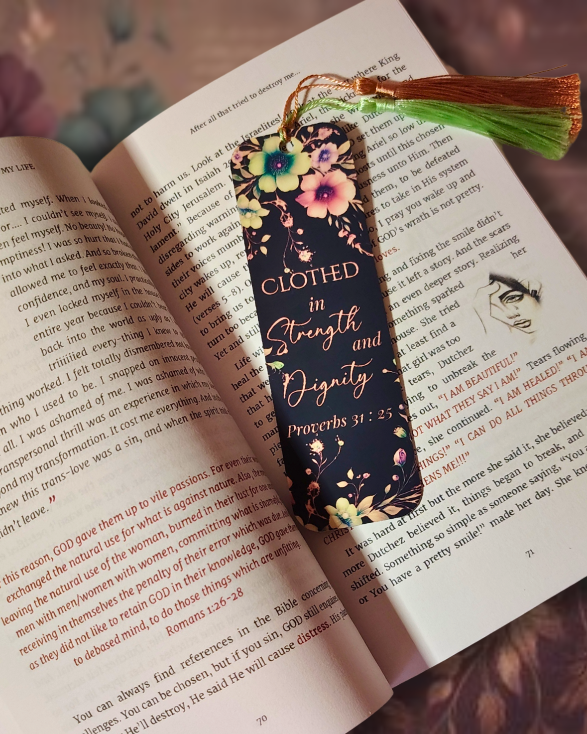 "Clothed in Dignity" Traditional Bookmark/w Tassels